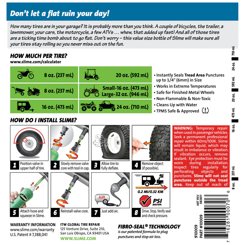 Slime Sellador tubular Para Tubular 32 Oz 946 ml