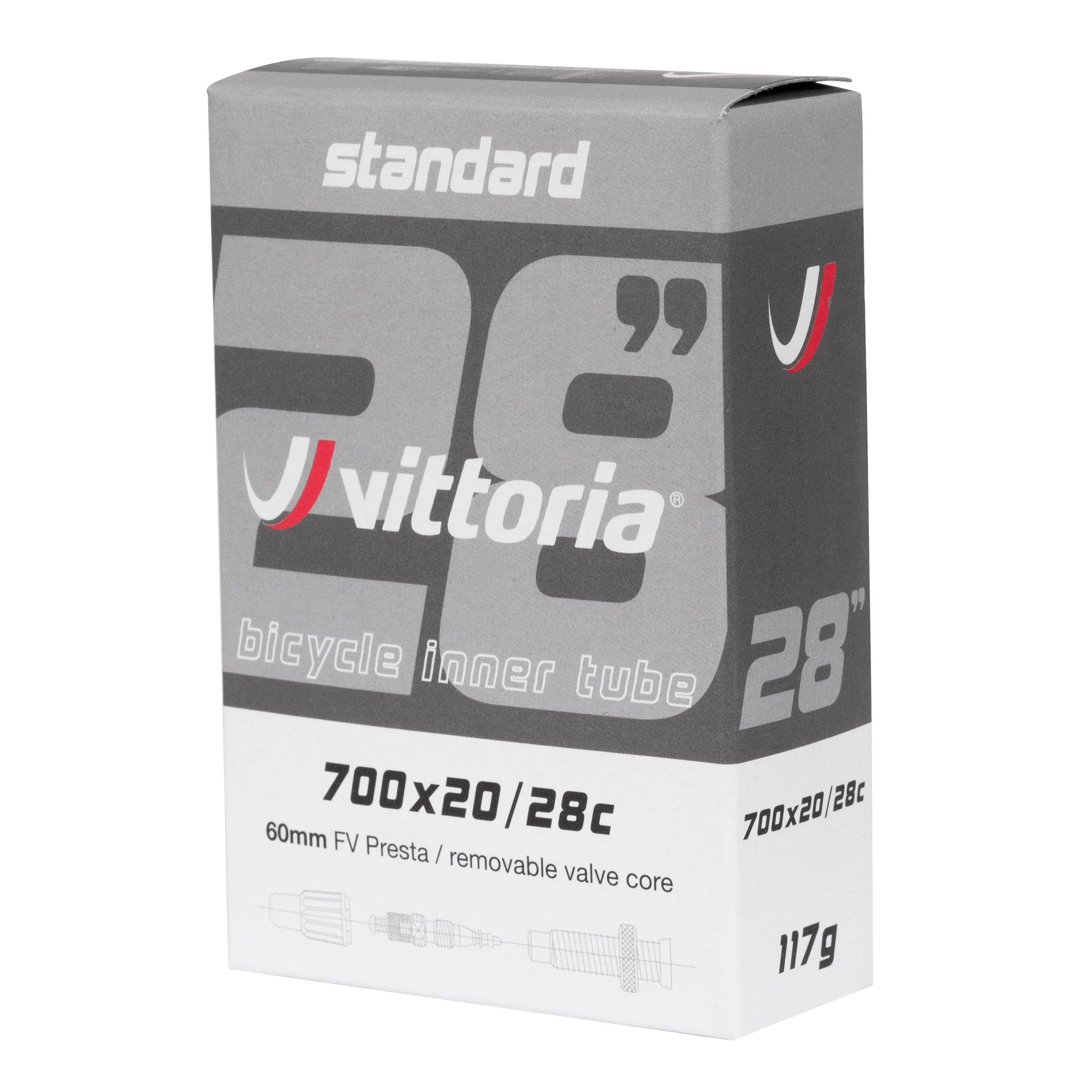 Cámara de bicicleta 700 x 20 a 28C Valvula Presta 80mm