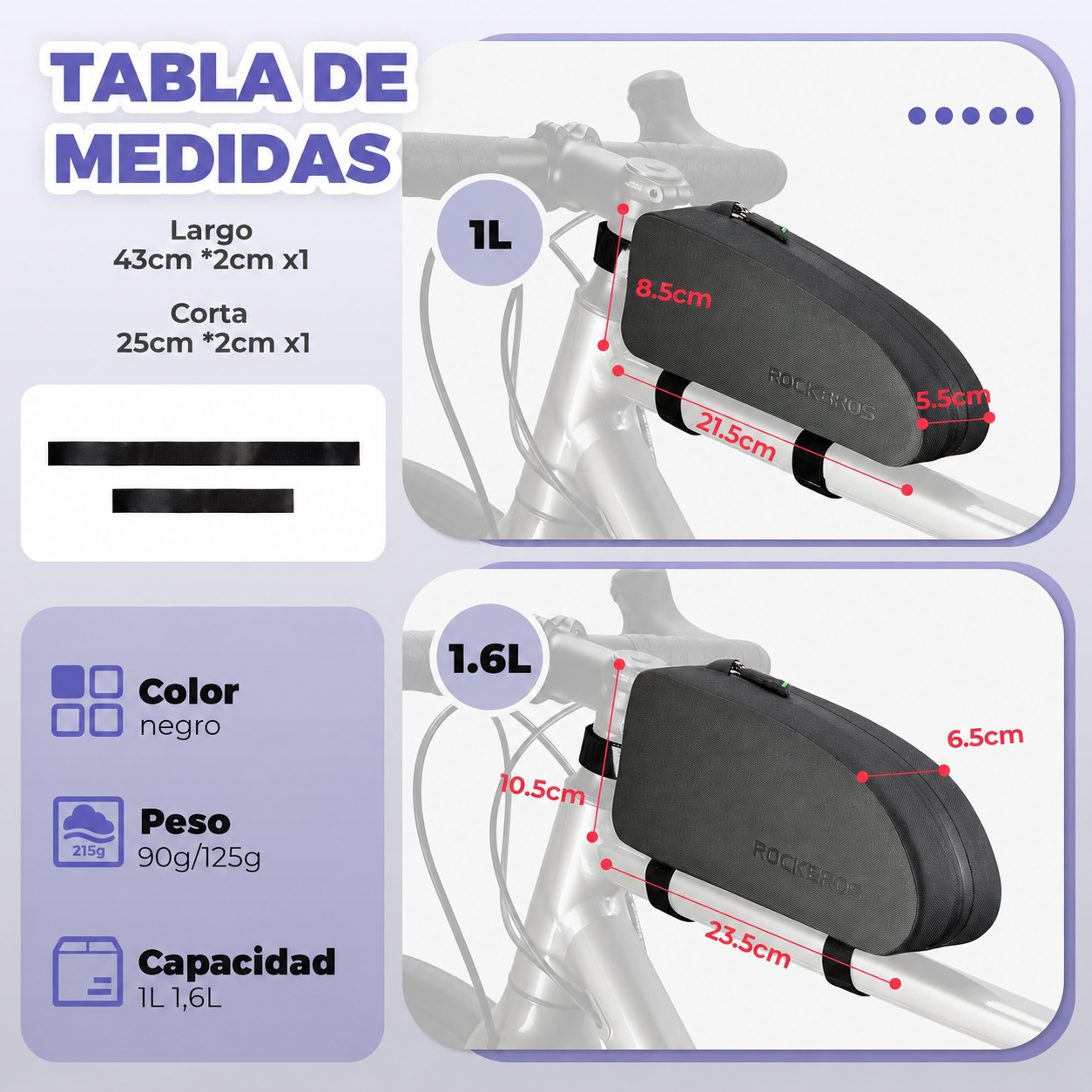 Bolso de Marco de Bicicleta 1.6 Lts