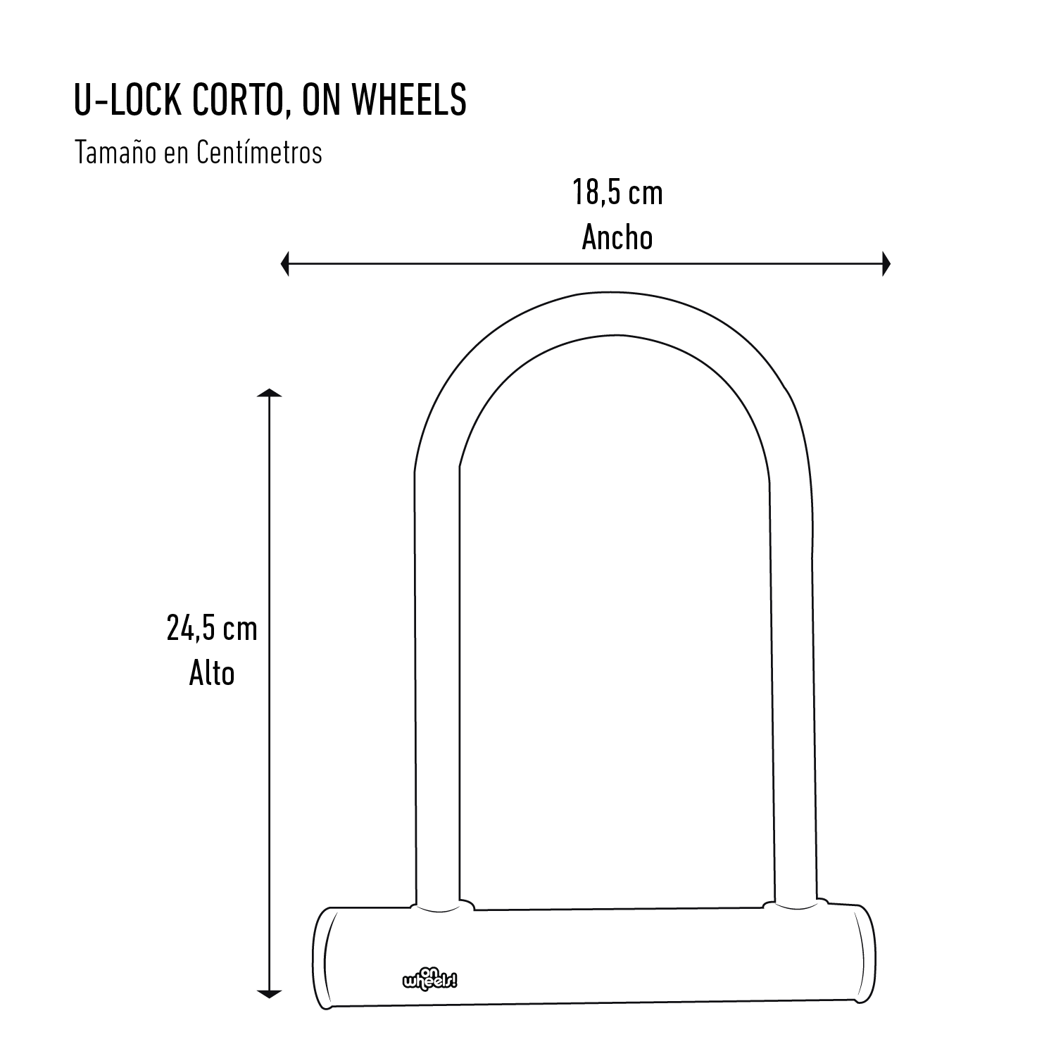 Candado U-Lock Corto Con Llave Naranjo