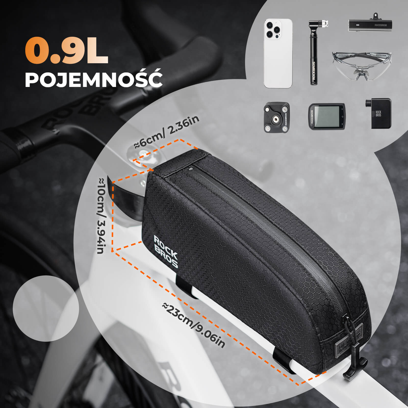 Bolso de Marco de Bicicleta 0.9 Lts