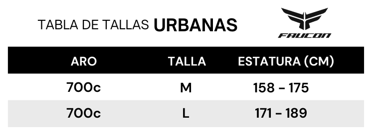 Guía de tallas para Bicicleta Urbana Híbrida Max 9 Aro 700c