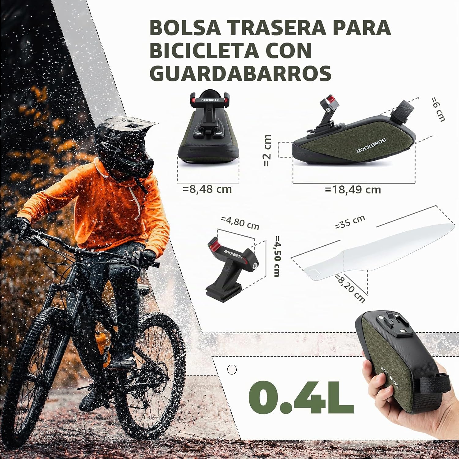 Bolso de Sillín 0.4Lts c/tapabarro
