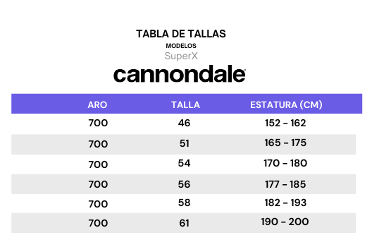 Guía de tallas para Bicicleta Gravel Superx Carbon 3 700c