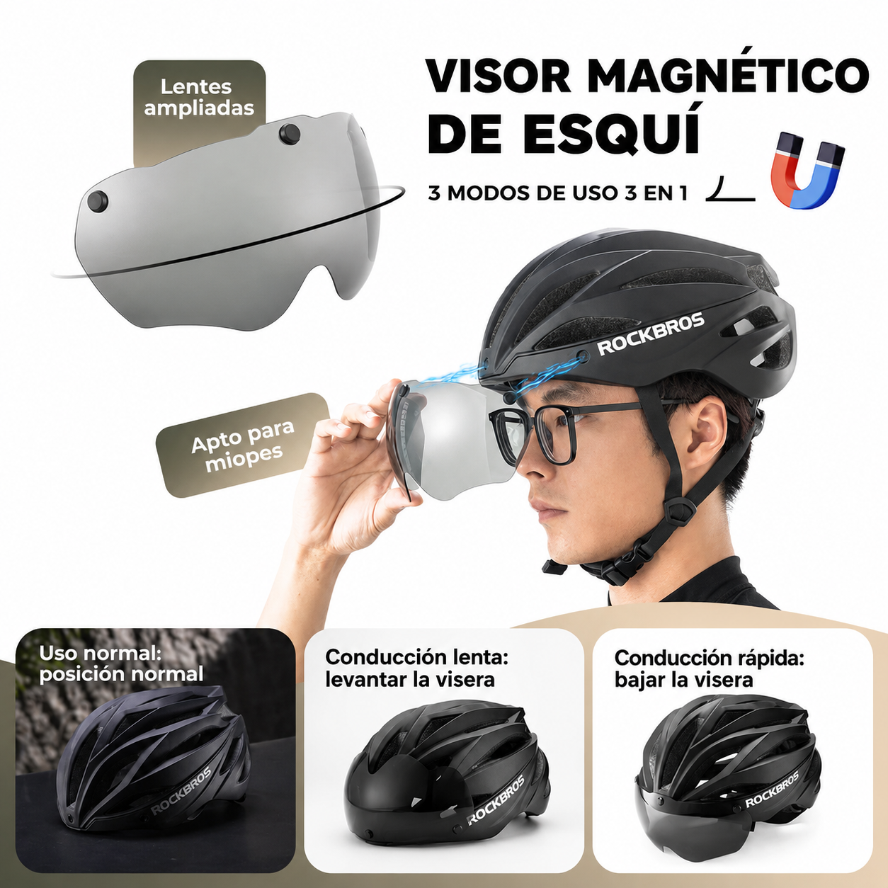 Casco con visor magnético