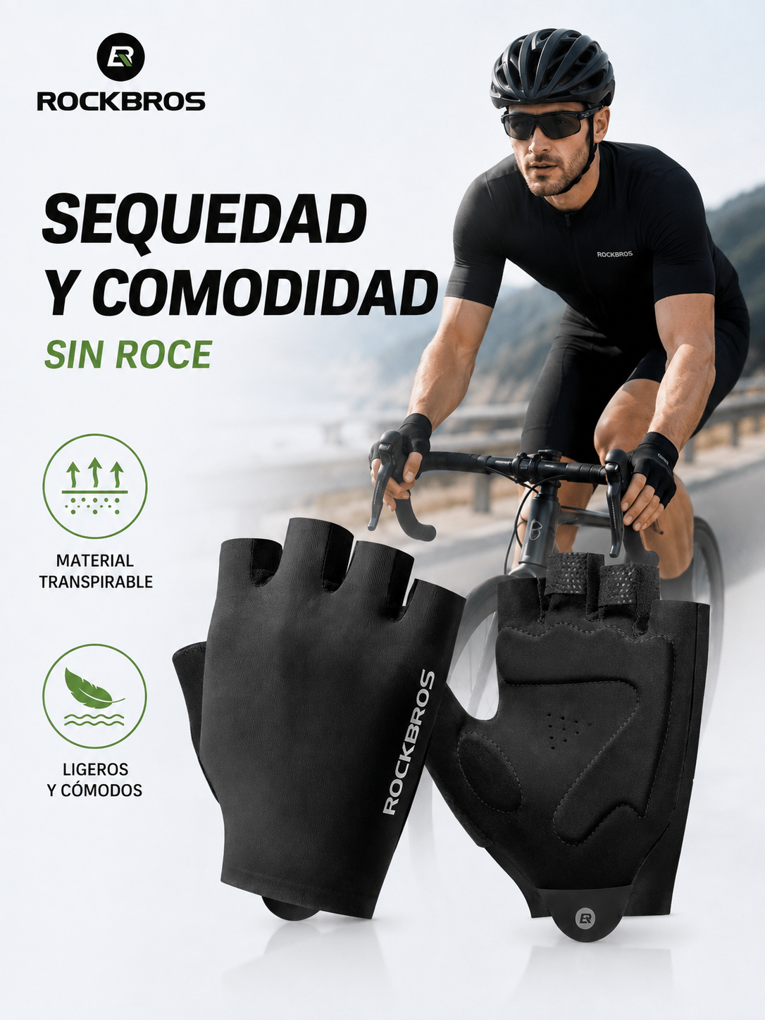 Guante Corto Negro Verano