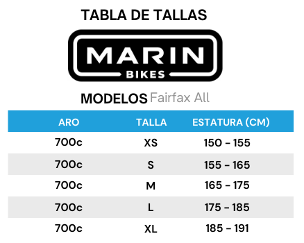 Guía de tallas para Bicicleta Urbana Eléctrica Fairfax E ST Aro 700