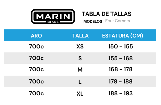 Guía de tallas para Bicicleta Gravel Ciclo turismo Four Corners 1
