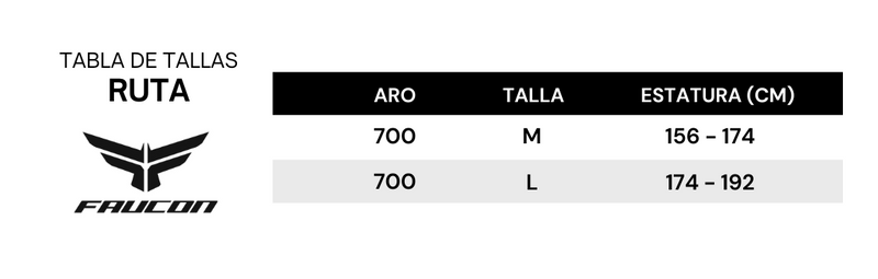 Guía de tallas para Bicicleta Ruta Ultra 9 Aro 700c