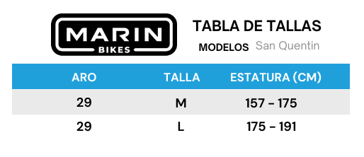 Guía de tallas para Bicicleta Dirt Alcatraz 1 Aro 26