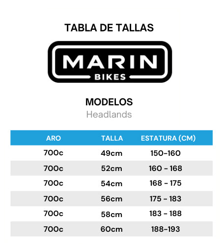 Guía de tallas para Bicicleta Gravel Carbon Headlands 1 Aro 700c