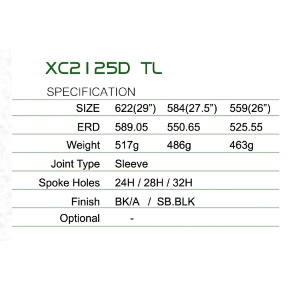 Llanta XC2125D Ruta 700C 32H Presta
