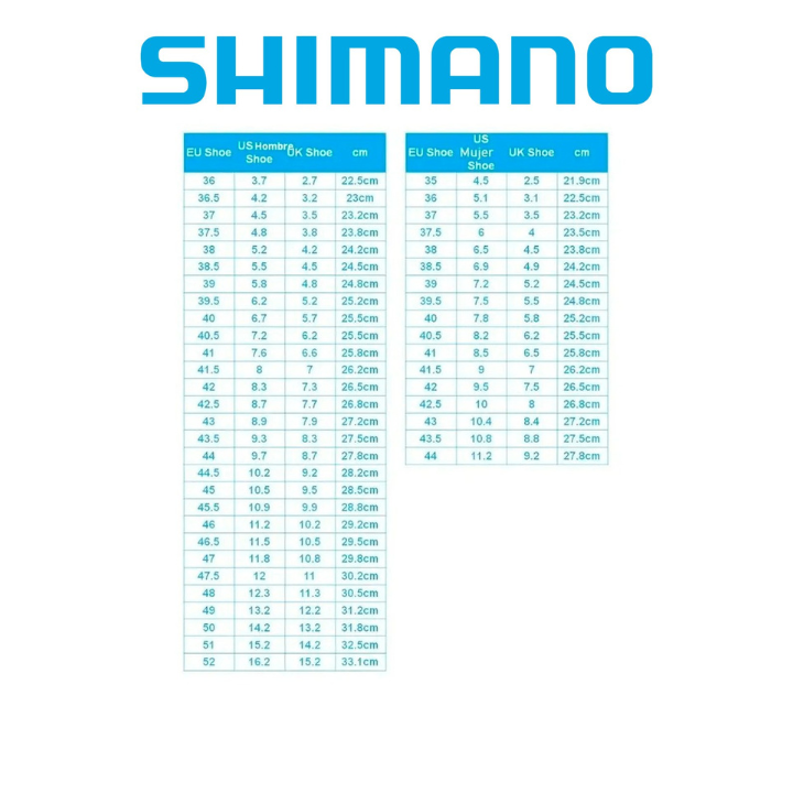 Guía de tallas para Zapatillas Ruta Shimano SH-RC703 BLANCAS