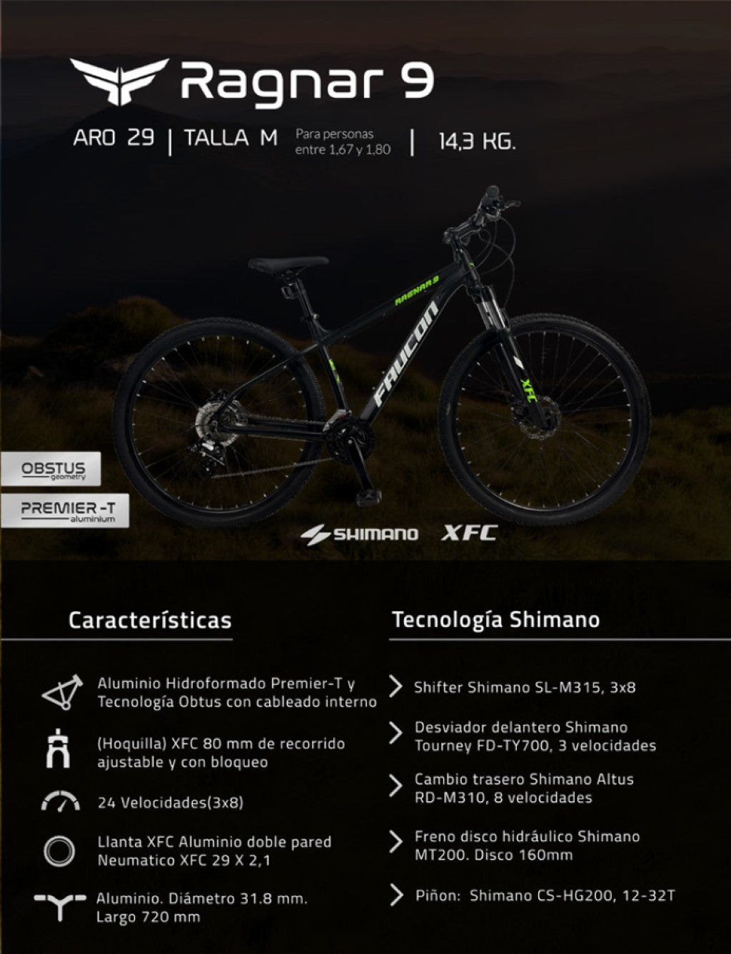 Bicicleta Mountain Bike Ragnar 9 Aro 29
