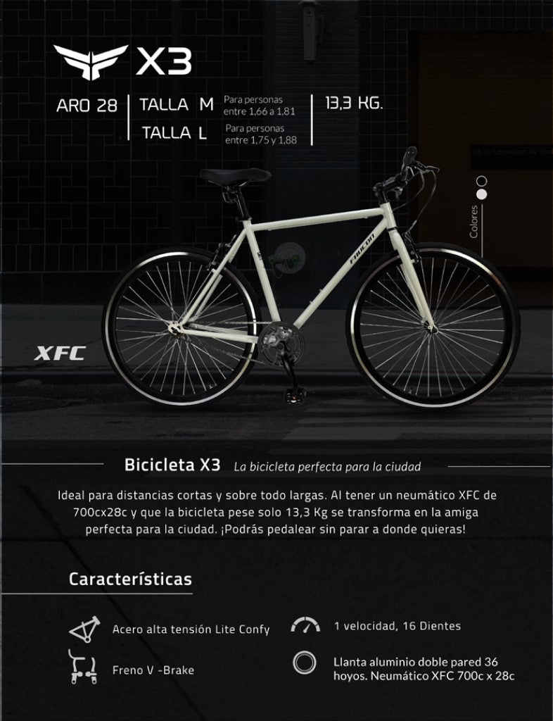 Bicicleta Urbana X3 Negro Aro 28