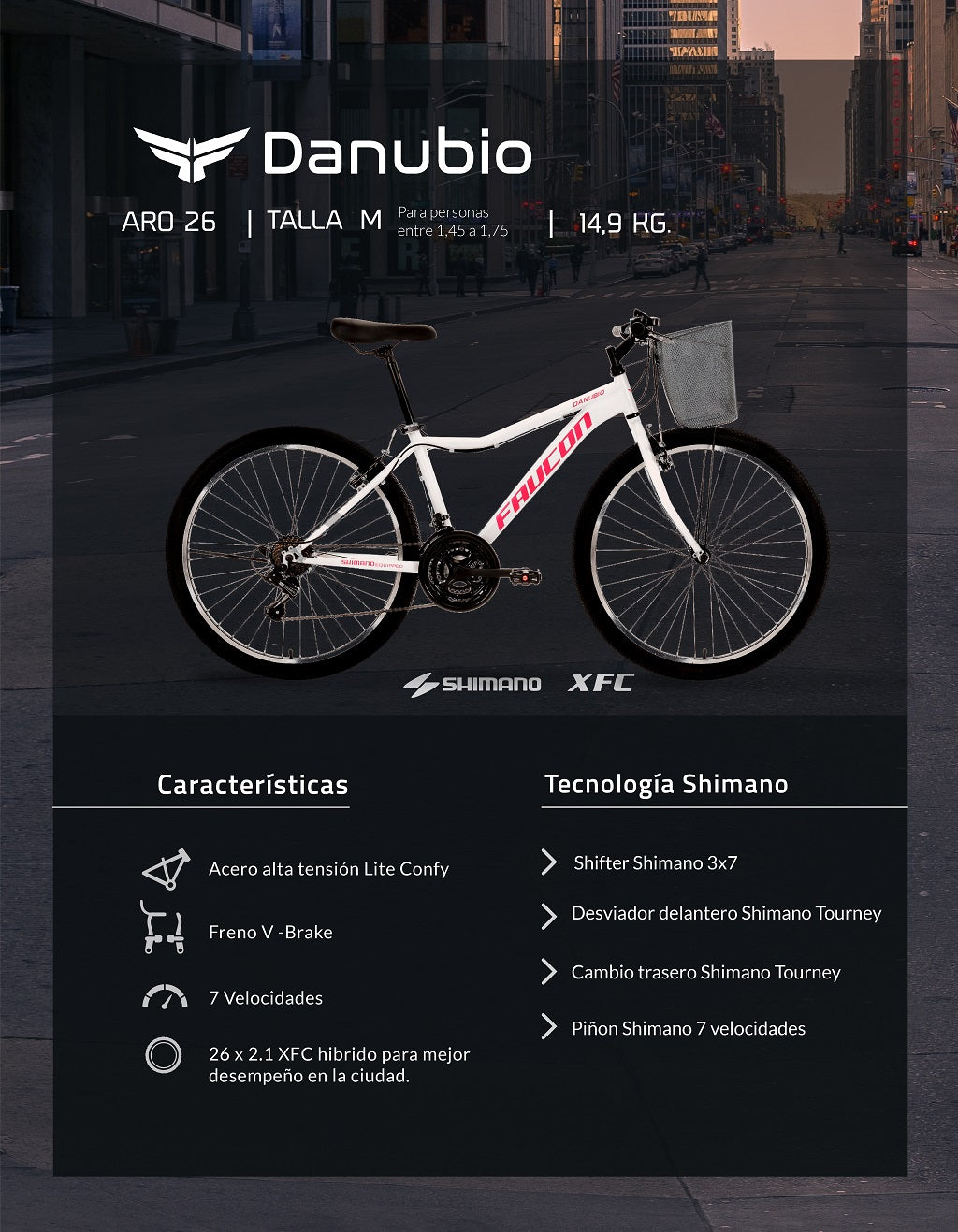 Bicicleta Urbana Mujer Danubio Aro 26