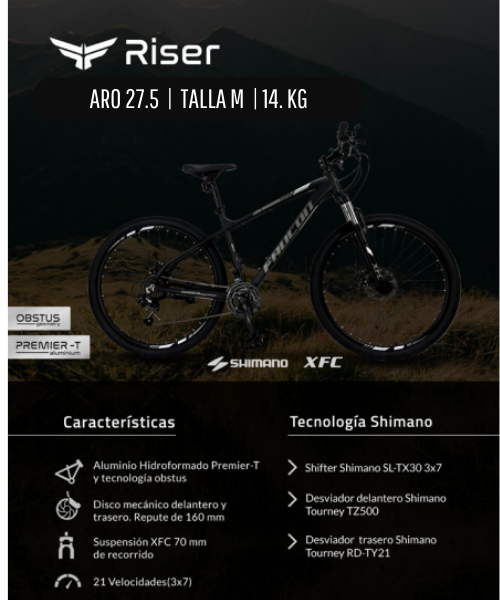 Bicicleta Mountain Bike Riser Aro 27,5