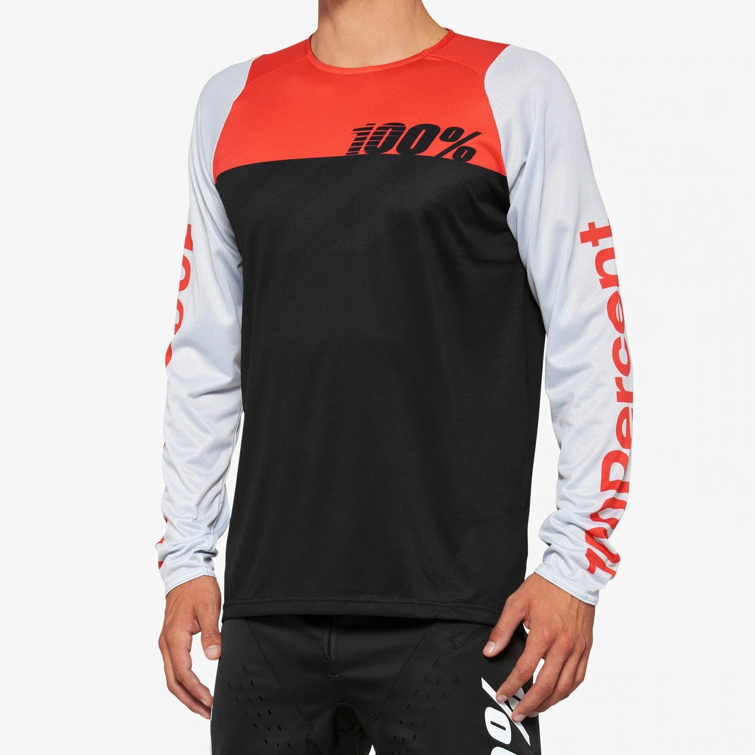 Jersey R-Core Black/Racer Red manga larga