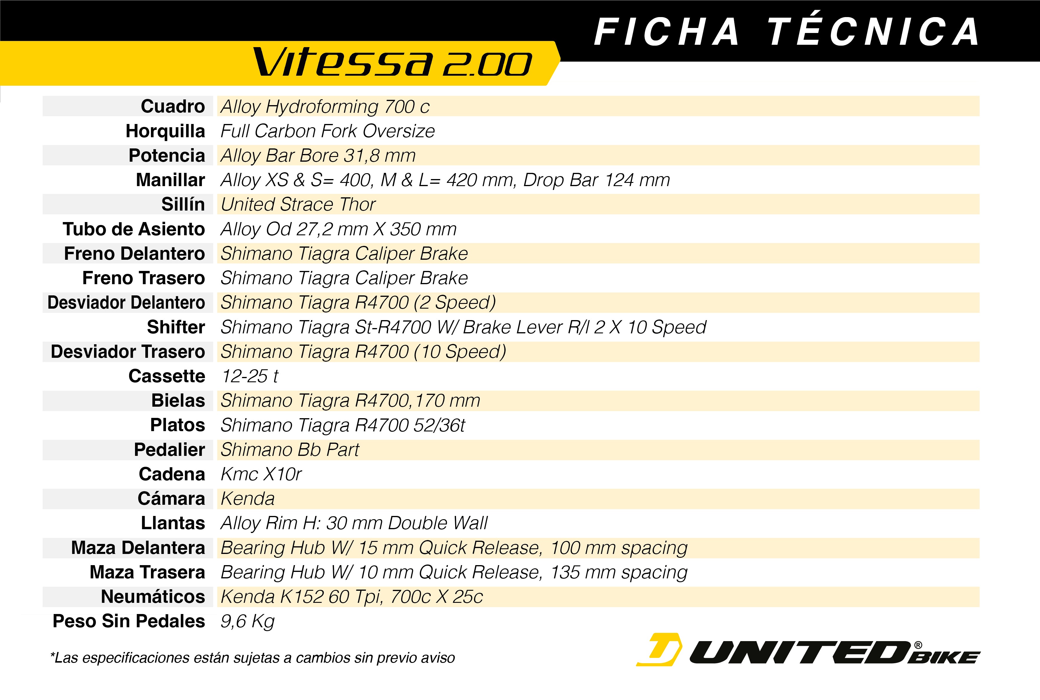 Bicicleta Ruta Vitessa 2.0